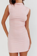 Beaming Sleeveless Mock Neck Mini Dress Pink