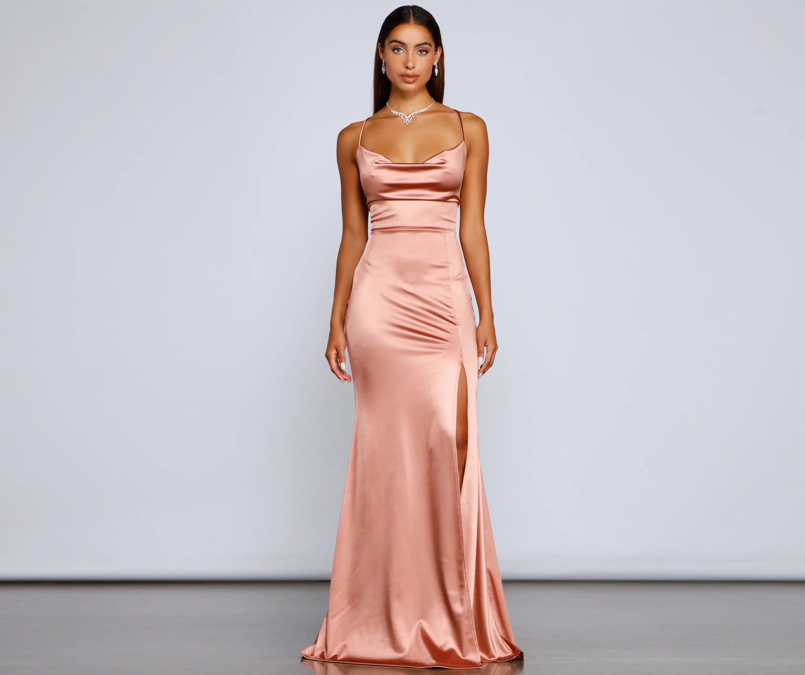 Bristol Formal Satin Lace-Up Dress