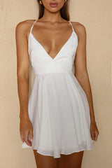 Secret Place Strappy Tie Back Party Dress White