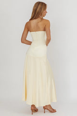 Star Avenue Strapless Drop Waist Maxi Dress Butter