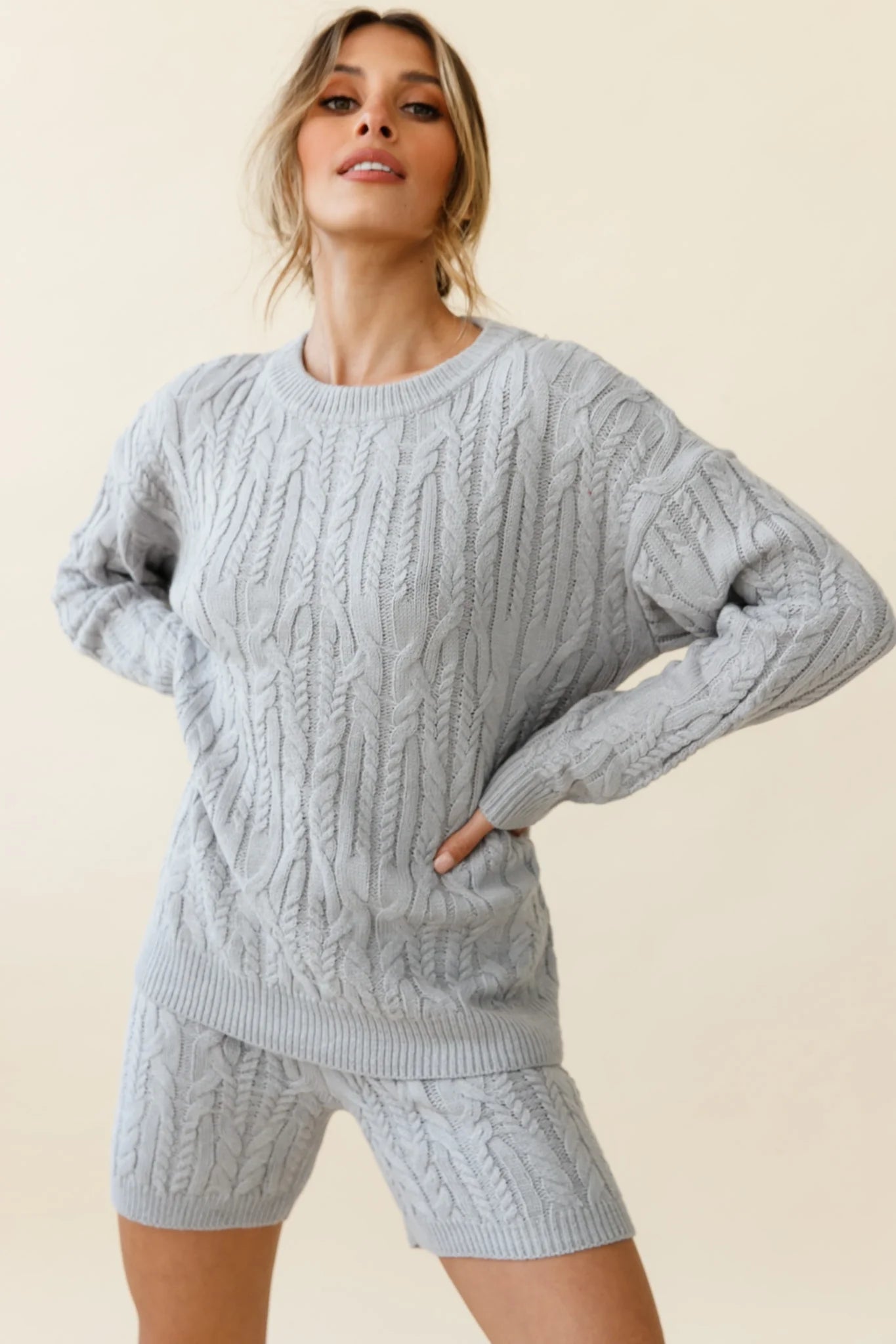 Colorado Cable Knit Sweater Grey