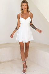 Good Morning Angel Ruched Bust A-Line Dress White