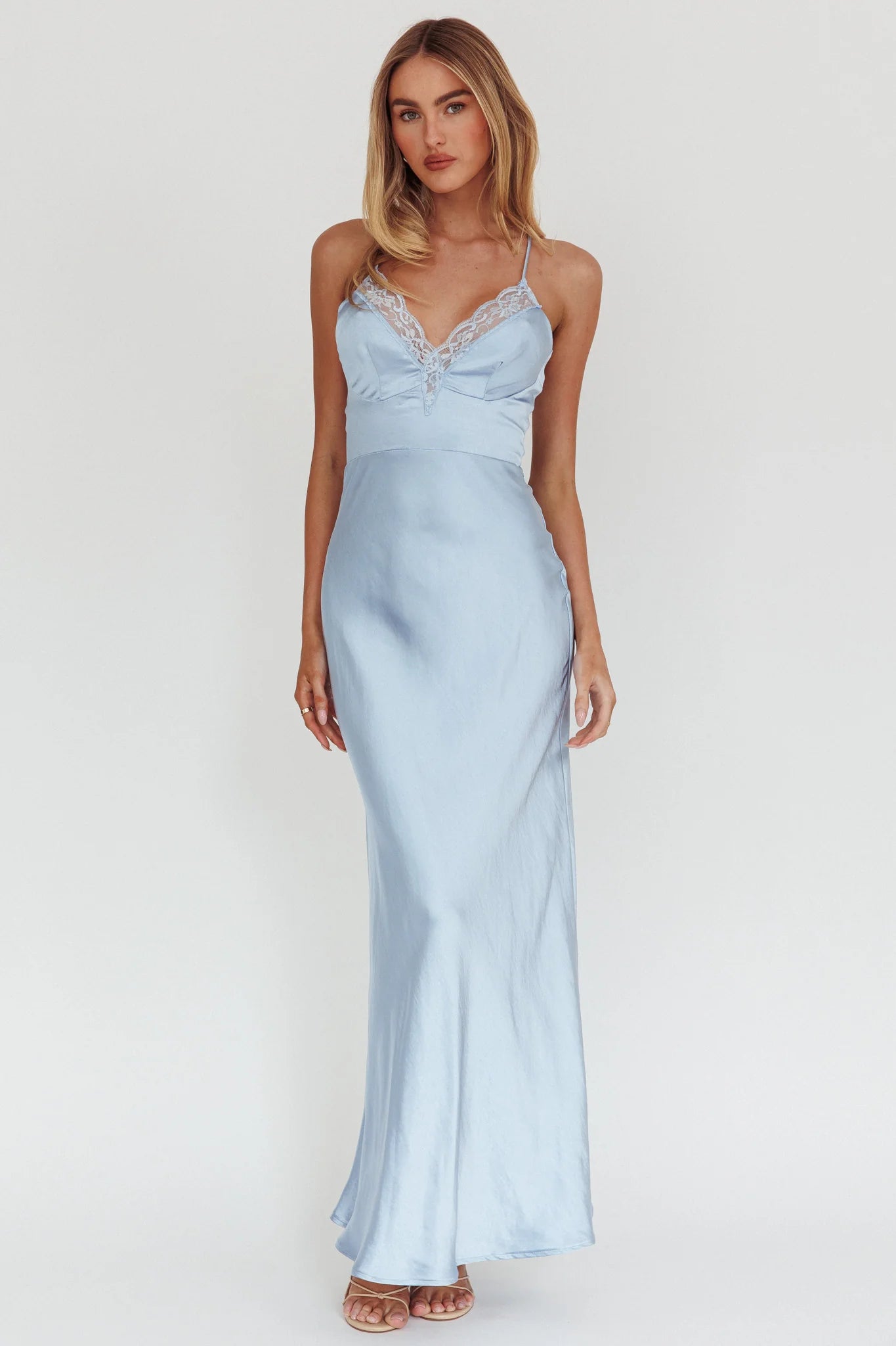 Summer Of Love Lace Trim Maxi Dress Blue