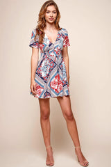 Ava Babydoll Tea Dress Navy/Red
