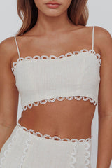 Chamberlain Scallop Trim Crop Top Sand