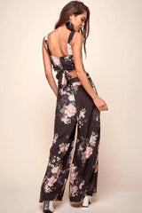 Cicely Floral Crop Top Black