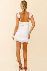 Kaley Layered Frill Hem Textured Dress White