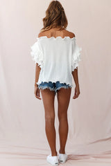 Miranda Ruffle Sleeve Top White