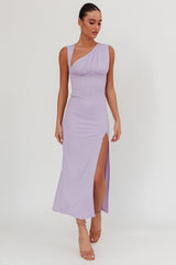 Daleela Asymmetric Neckline Maxi Dress Lilac
