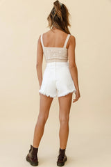 Gennefer Daisy Knit Crop Top Beige