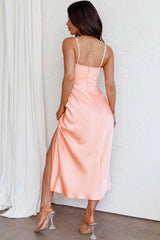 Bella Mia Twist Bust Midi Dress Peach