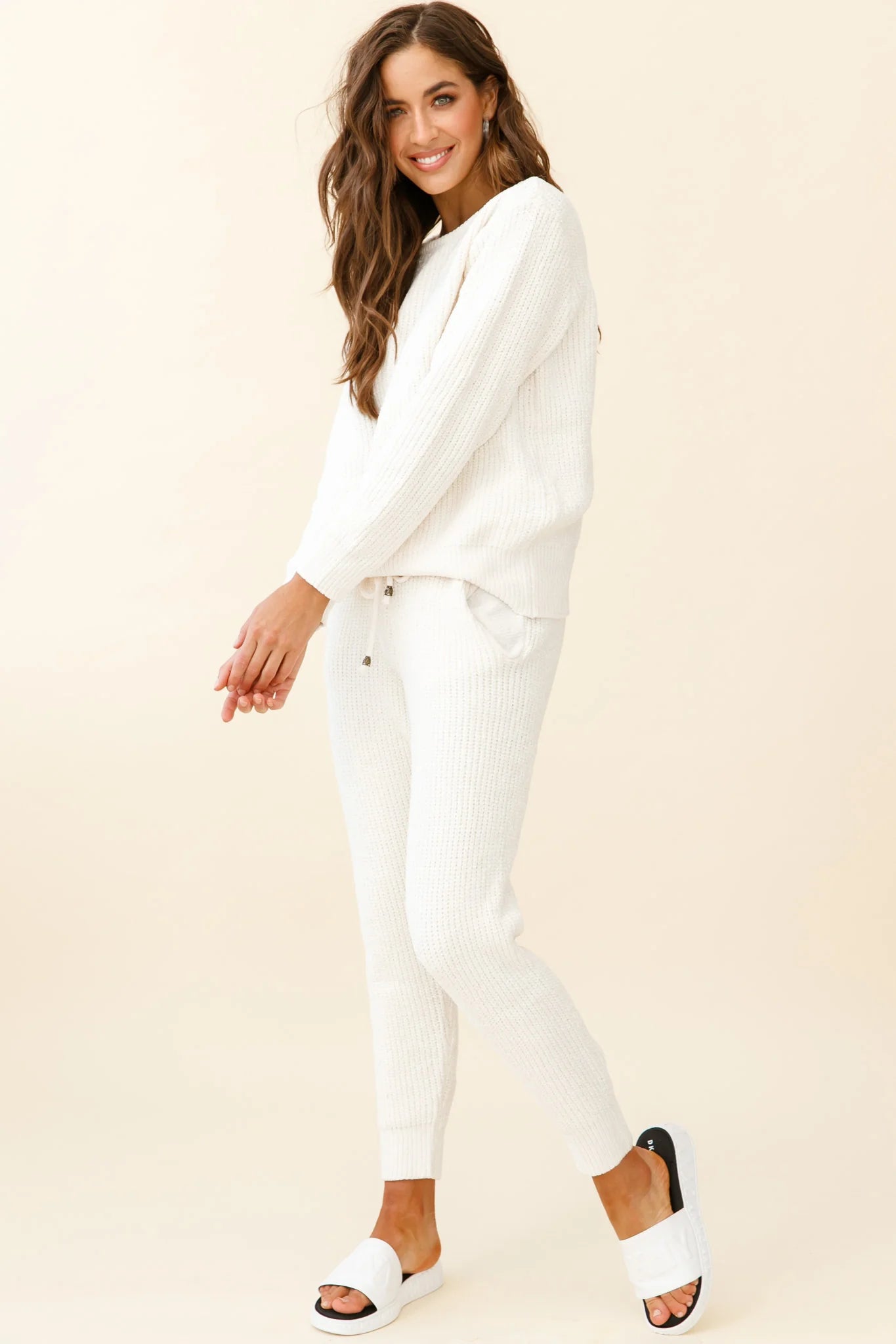 Sundown Crew Neck Knit Sweater Cream