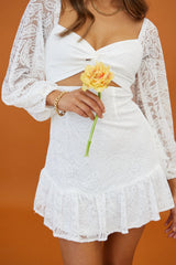 La La Land Twisted Bust & Back Paisley Lace Mini Dress White