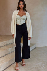 Hold The Phone Long Sleeve Fuzzy Duster Cardigan Cream