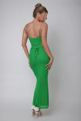 Teava Laced Waist Maxi Dress Green