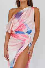 Charm Me Thigh Split Maxi Dress Pink/Blue