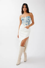 Glimmer Strapless Bustier Top Vintage Blue
