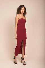 Payton Sexy Bodycon Midi Dress Burgundy