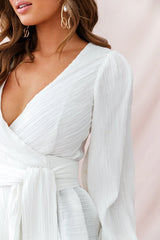 Macy Fit & Flare Wrap Top White
