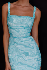 Dream Crush Lace-Up Back Side Split Midi Dress Marbled Green