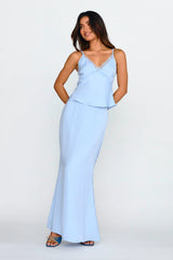 Pammy Lace Trim Top Cloud Blue