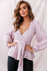 Macy Fit & Flare Wrap Top Mauve