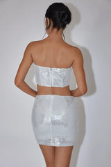 It Girls Sequin Crop Top Silver