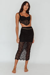 Milano Crochet Lace Crop Top Black