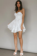 Cheyenne Sweetheart Neckline A-Line Dress White