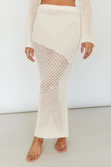 Serenity Sky Crochet Midi Skirt Milk