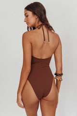 Eros Halterneck Keyhole One Piece Swimsuit Choc