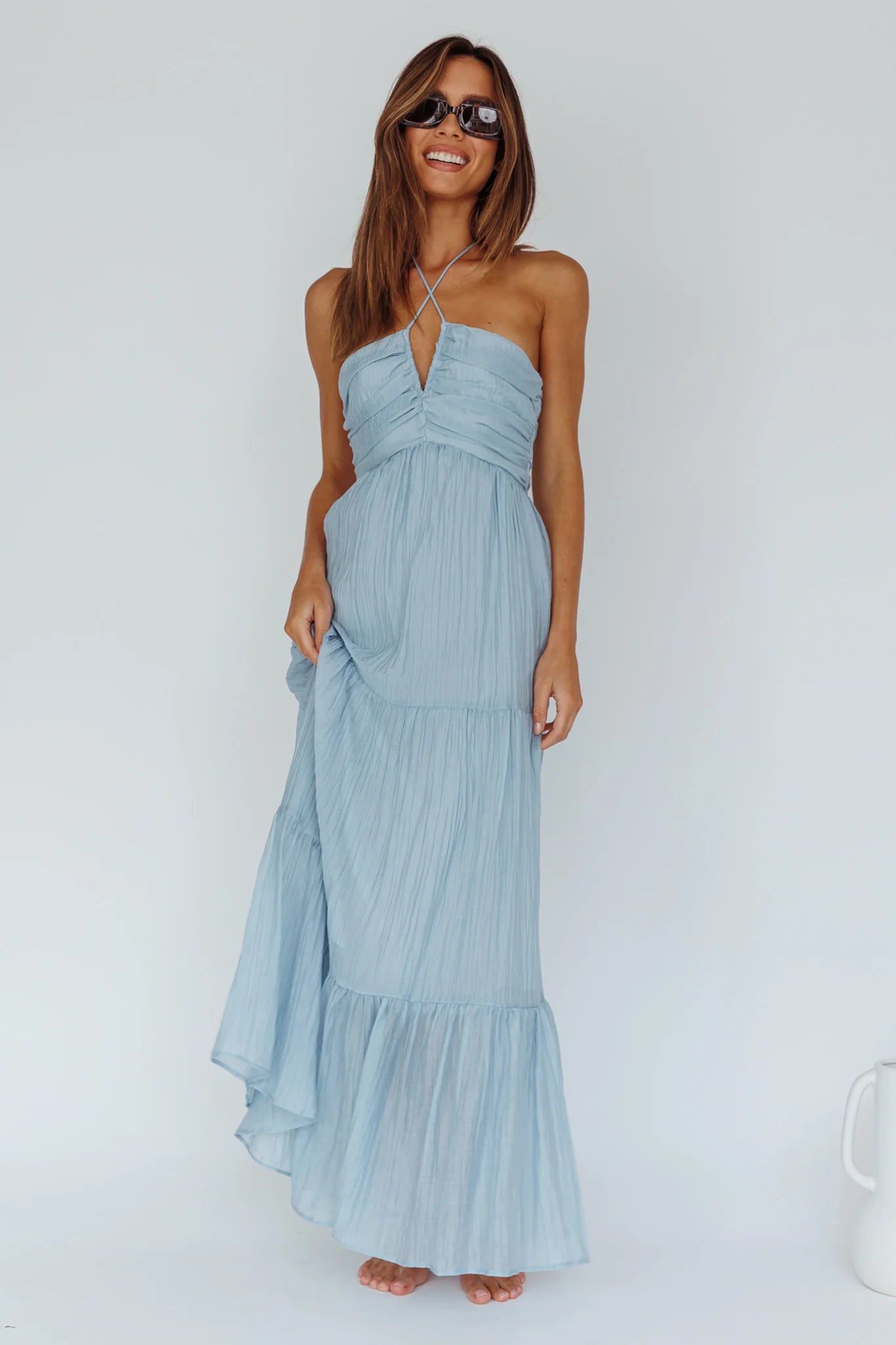 Asiah Halterneck Maxi Dress Ice Blue