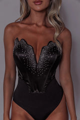 Up All Night Diamante Crop Top Black