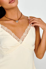 Pammy Lace Trim Top Oyster