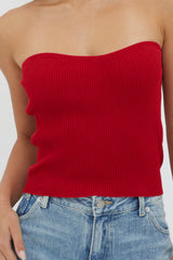 Flora Strapless Knit Top Wine