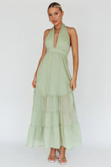 Jalisco Sun Halterneck Maxi Dress Mint