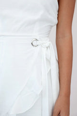 Pepita Cami Strap Wrap Dress White