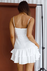 Janene Pintuck Pleat Mini Dress White