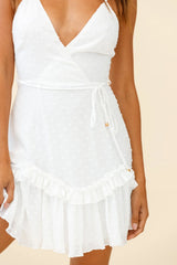 Erica Cami Strap Accordion Pleat Dress Hail Spot White