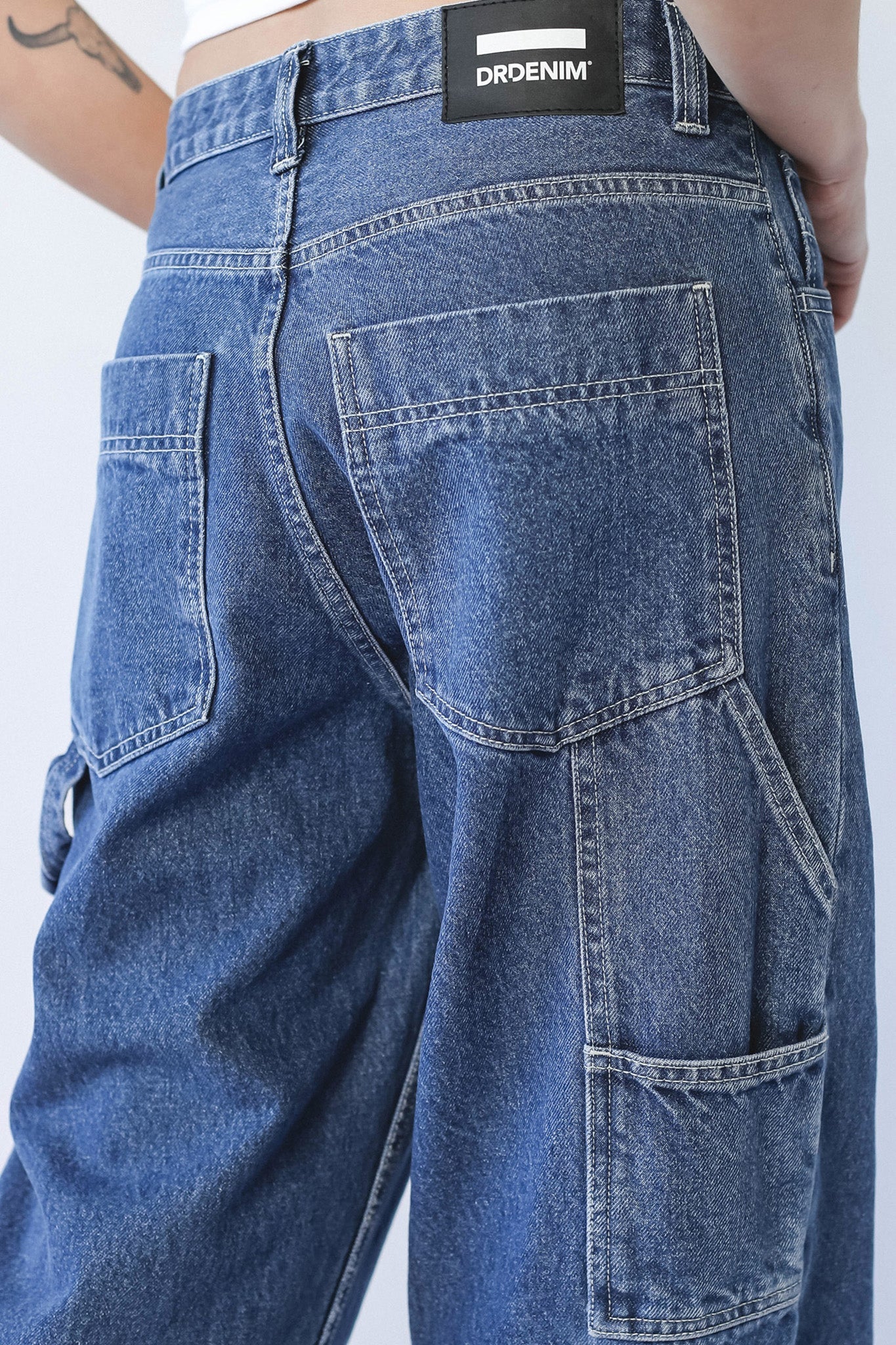 DR DENIM Faye Worker Pebble Mid Stone
