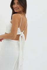 Light Energy Tie Back Crop Top White
