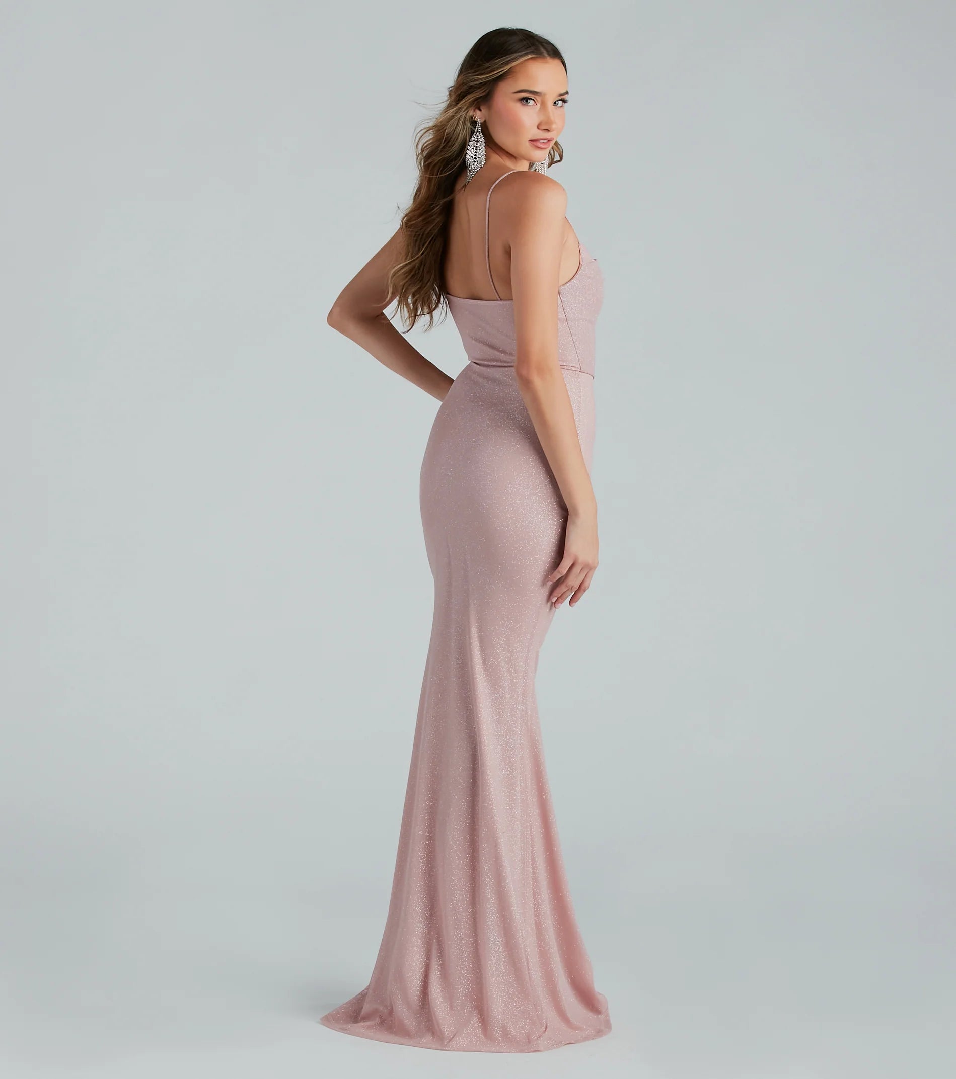 Addison Glitter Mesh Formal Dress