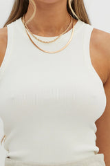 Level Up Ribbed Top White