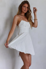 Wishing And Hoping Lace-Up Back Dress White
