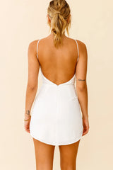 Exodus Low Back Curved Hem Dress White