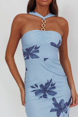 Maretha Gold Link Neckline Maxi Dress Lily Blue