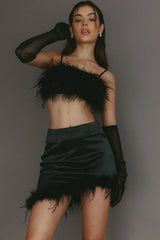 Showstopper Feather Trim Skirt Black