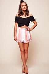 Candyland Scalloped Rose Stripe Shorts