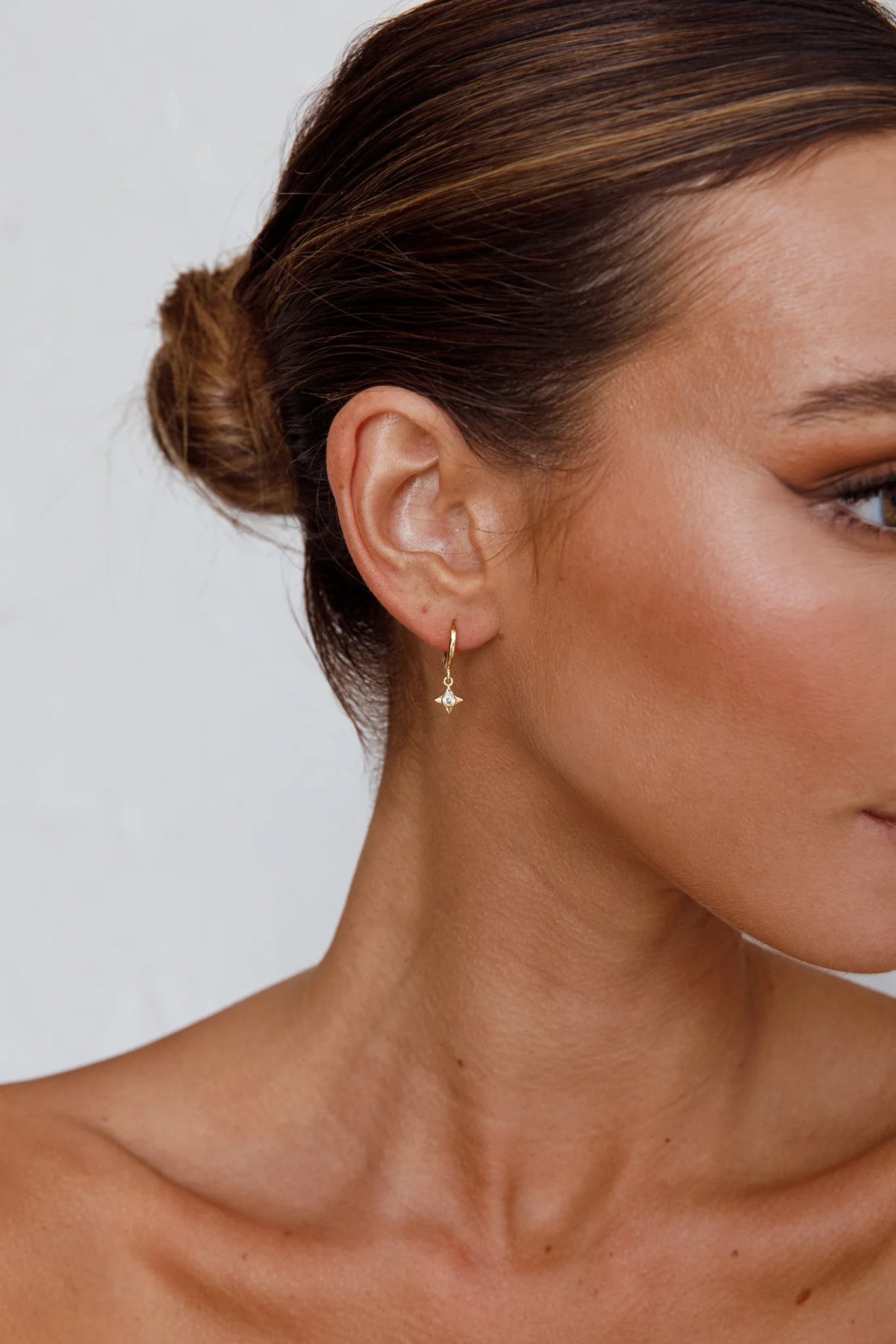 Lucida Drop Diamante Hoop Earrings Gold