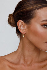 Lucida Drop Diamante Hoop Earrings Gold
